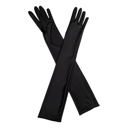 Joysuelly 2 Paire Gants Longs Femme, Gant Longs Femme Coude en Satin Gants de Mariée élastiques de Soirée Classiques Gant de Coude Taille Adulte Élégants...