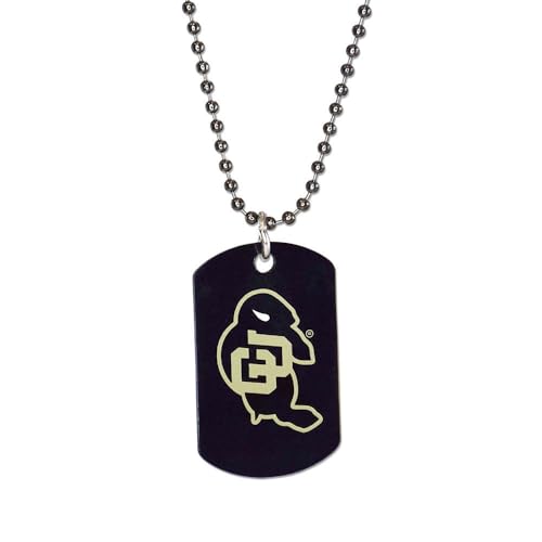Dog Tag by Fan Frenzy Gifts | Officially Licensed University Sports Dog Tags | 2-In Baseball Dog Tag with a 24-In Chain, (University of Colorado)