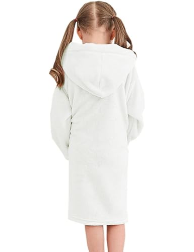 Image of Umeyda Girls & Women Fleece Hooded Robes, Soft Fuzzy Bathrobe Warm Plush Fluffy Bath Robe for Kids Womens