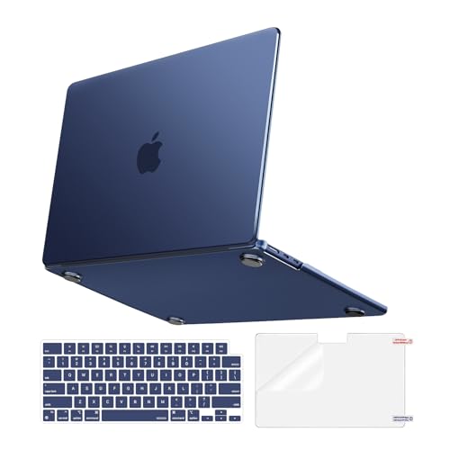MOSISO Compatible with MacBook Air 15 inch Case M4 M3 M2 2025 2024 2023 Release A3241 A3114 A2941, 100% Match Official Color, Slim Hard Case&Matching Color Keyboard Cover&Screen Film, Midnight Clear