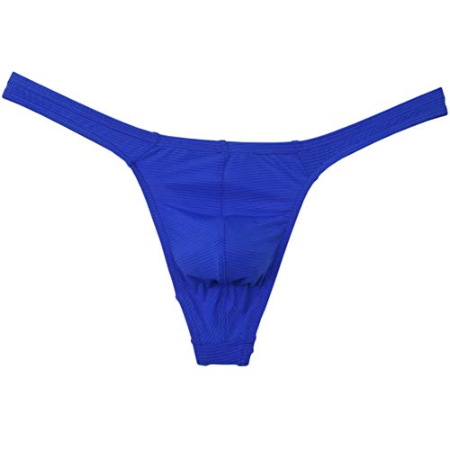 OROCOJUCO Men Micro Fabric Stretchy Thong T-Back Sexy Underwear Stripe Ice Silk Tangas Pants2