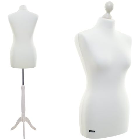LUCCESI Schneiderpuppe | Damen/Herren | Größe/Size: von 34-36 bis 50-52 | Schneiderbüste M (36-38) | Bezug Creme-Weiss, Standfuss Weiss Cover