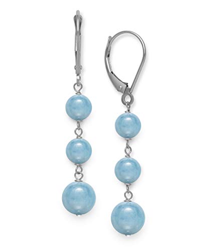 Belacqua Natural Milky Blue Aquamarine Drop Earrings in Sterling Silver, 1.5 Inches Length, Closure - Leverback, Jewelry for Women, Gift Box Included