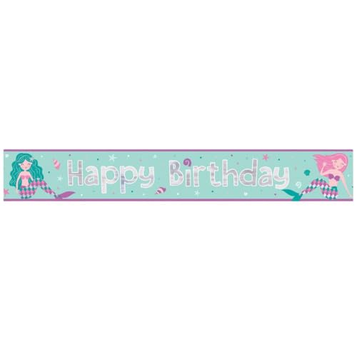Birthday Mermaid Multicolor Foil Banner - 12' (Pack Of 1) - Enchanting Under-The-Sea Party Decoration