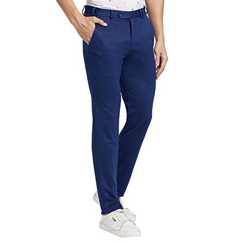 Image of Park Avenue Men's Terry Rayon Blend Solid Pattern Active Fit Flat Front Formal Trouser