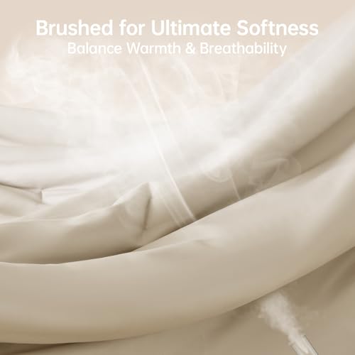 Image of MUXHOMO King Size Comforter Set, All Season Ultra Soft Down Alternative Bedding - 3 Piece Lightweight Bed Set Includes 1 Comforter (104 inchx90 inch) and 2 Pillow Shams (20 inchx36 inch), Linen