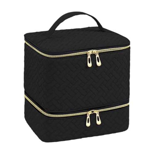 Ysyqkn Bolsa Organizadora para Esmaltes, Caixa Porta-esmaltes com Alça, Caixa de Transporte para Viagem para Conjuntos de Manicure, Cosméticos, Viagem, Maqui, Preto