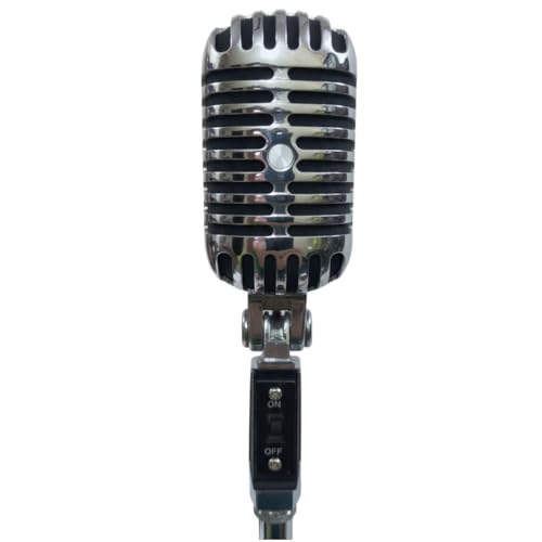 Image of ALLGOODSIN Classic Vintage Style Dynamic Microphone for Professional Photoshoot Use with On /Off Switch (Silver)