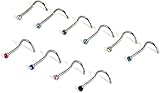 20G Nariz Tornillo Tachuelas Acero Quirúrgico Nariz Anillos Piercing 2 Mm Cz Incrustado Circonita Nostril Nariz Piercing Joyería Durability