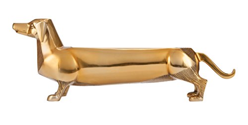 Easy Tiger 1EZR1442 Heavyweight Brass Wiener Dog Planter, Dachshund
