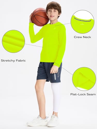 Image of DEVOROPA Youth Boys Compression Shirt Long /Short Sleeve Football Baseball Undershirt Quick Dry Kids Sports Baselayer Crewneck