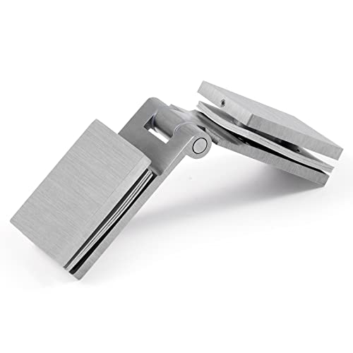 Heavy Duty Shower Glass Door Hinge,Solid One-Piece Precision Cast with 5mm Thick 304 Stainless Steel,for 5/16-1/2 (8mm-12mm) Thick Frameless Bathroom Doors,Glass to Glass Mount,1 pc,Brushed Nickel