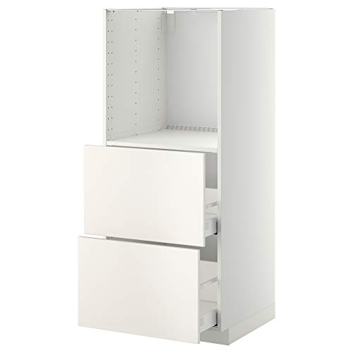 METOD/MAXIMERA Meuble haut avec 2 tiroirs pour four 60 x 61,6 x 148 cm Blanc/Veddinge Blanc