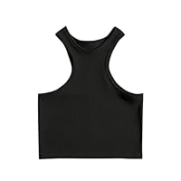 Camisetas de gimnasio para mujer, acanaladas, elásticas, de compresión, casuales, lisas, para el trabajo, sin mangas, camisetas de verano sin mangas, camisetas básicas para deportes, yoga, cuello