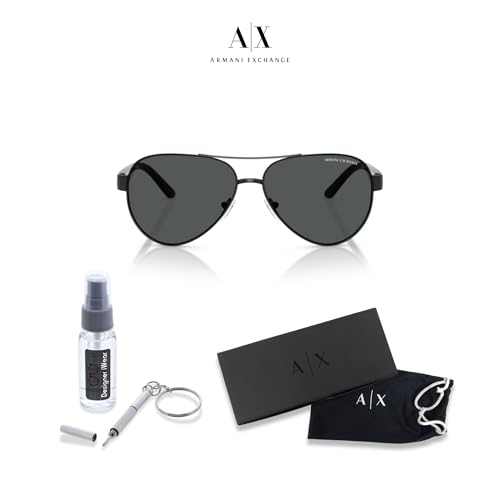 Armani Exchange AX2034S Aviator Sunglasses for Men +BUNDLE with ACCESSORY EYEWEAR KIT2