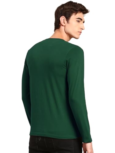 Image of LAZYCHUNKS Regular Fit Solid Super Combed Cotton Rich Henley Neck Full Sleeve Men's T-Shirt