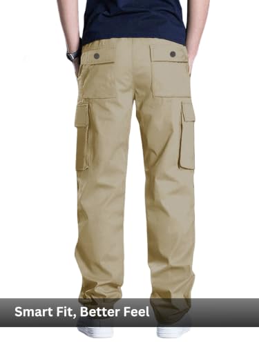 Image of Leriya Fashion Men's Cargo Pants | Multi Pocket Cotton Cargo Joggers for Men | Loose Fit Stylish Pant with Pockets | Casual Baggy Trousers & Streetwear Lower