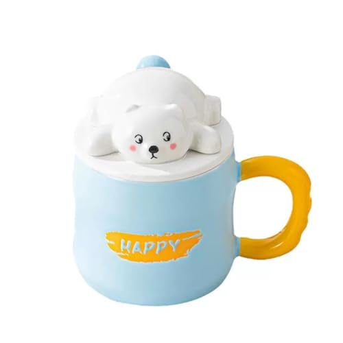 Image of NYRWANA Coffee Mug, Birthday Gifts for Women, Mugs for Present, Rakshabandhan Gift for Brother & Sister, Ceramic Mug, Cute Coffee Mugs, Panda Mug with Lid & Spoon (Blue-350 ml)