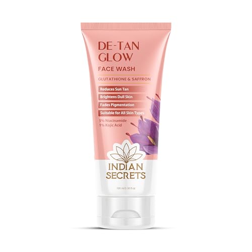 Image of De-Tan Glow Face Wash For Brightening & Glowing Skin | Tan Removal | Kojic Acid, Glutathione, Niacinamide, Saffron, Turmeric | For All Skin Types | For Men & Women, 100ml