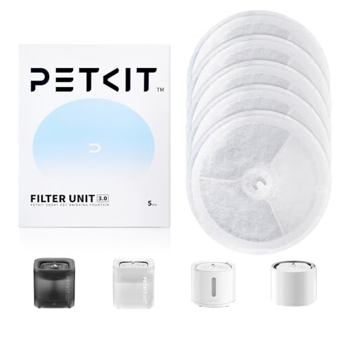 PETKIT Upgraded Filter Units 3.0 for PETKIT Pet Water Fountains Eversweet 2S/3/3 Pro,Eversweet Solo/Solo2/Solo SE & CYBERTAIL, Replacement Filters (5 pcs) 5 Pieces Filter 3.0