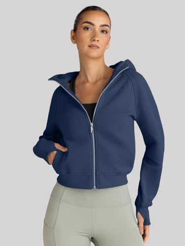 Image of Trendy Queen Womens Zip Up Hoodies Cropped Jackets Fall Clothes 2026