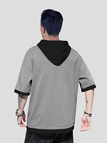 Image of EYEBOGLER Men's Trendy Hooded Neck Half Sleeves Solid T-Shirt