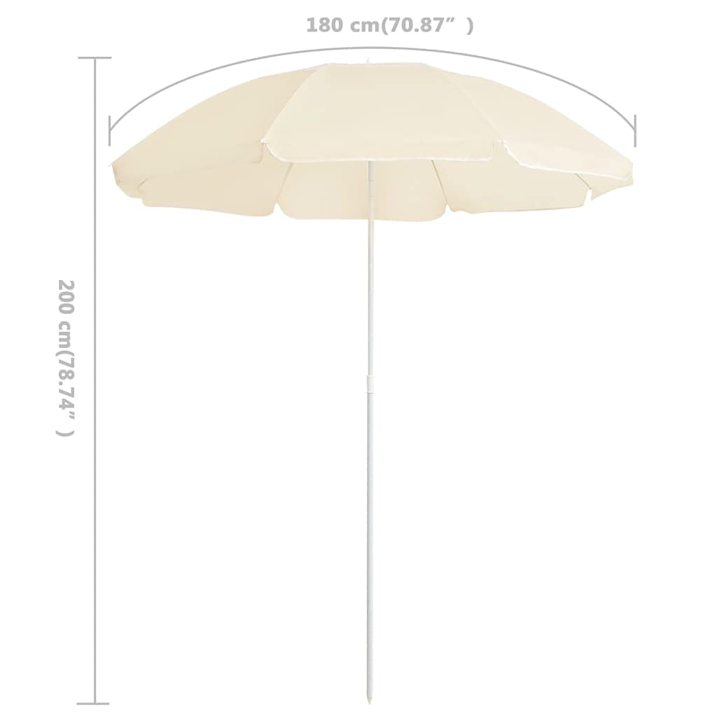 Casa & Giardino articolo-Ombrellone da esterno con palo in acciaio sabbia 180 cm