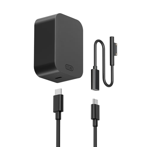 65W Charger for Microsoft Surface Pro 11 10 9 8 7+ 7 X 6 5 4 3 2-in-1 Power Adapter for Windows Surface Laptop 7/6/5/4/3/2/1 Go Tablet Book 3/2/1 6.6ft USB-C Cable Original Quality