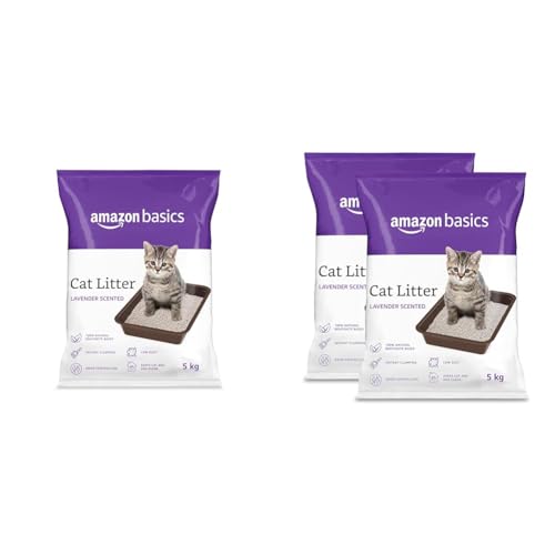 Image of Amazon Basics Scoopable Smart White Bentonite Cat Litter | Lavender Fragrance | Scented Cat Litter |20kg