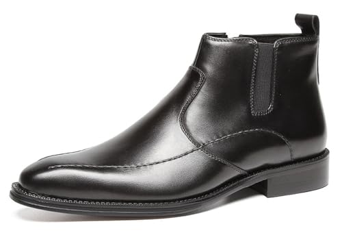 Santimon Mens Boots Leather Zipper Ankle Dress Chelsea Boots for Men Black Tan