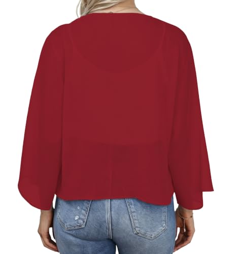 Image of Womens Summer Tops Short Shrugs Kimono Cardigans Casual Chiffon Bolero Jackets 2026