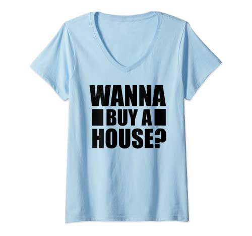 Damen Willst du ein Haus kaufen? - Immobilienmakler-Angebot Hausverkäufer T-Shirt mit V-Ausschnitt