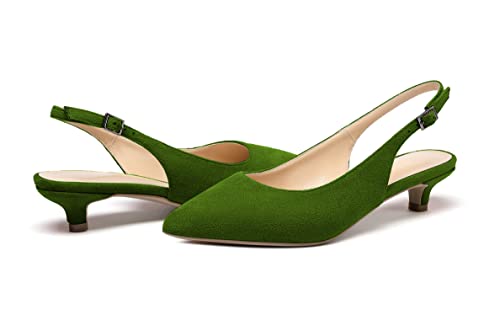 Mettesally Women's Slingback Sandals Closed Pointed Toe Pumps Kitten Heel Ankle Strap Mary Jane Party Shoes2