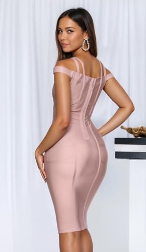 Image of Hybrid & Company Women's Elegant Bandage Dress | Stretch fabric, flattering bodycon fit, elegant silhouette, suitable for cocktail parties, events, and special occasions