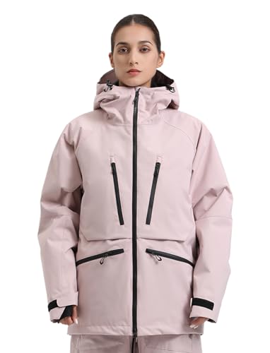 Image of GSOU SNOW Snowboard Jacket Mens Womens Ski Jacket Baggy Snow Hoodie Coat | 15K Waterproof,10K Breathable,Insulated Windproof,7 Pocket,Underarm Vents,Drawcord Hem,Snowboarding Skiing Snowsports