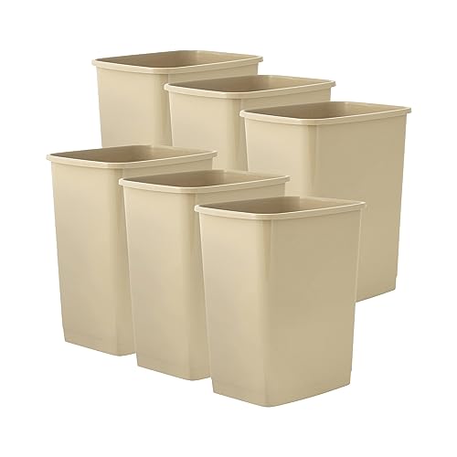 Image of Superio Small 2.5 Gallon Plastic Trash Can, Waste Bin for Under Desk, Office, Bedroom, Bathroom- 10 Qt (6, Beige)