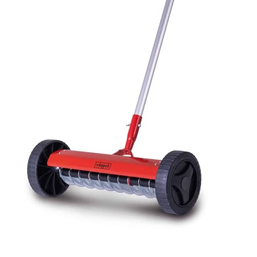 Scheppach Vertikutierer SCM340 Handvertikutierer 34cm Arbeitsbreite | Arbeitshöhe max. 90mm | 180cm langer Alu-Stiel | 11 Vertikutiermesser | Messerhärte 40 – 45 HRC | für Moos, Unkraut und Rasenfilz