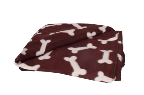 Karlie Hunde Fleecedecke Knochenmotiv, Hundedecke, Fleece, Braun, 100x70 cm