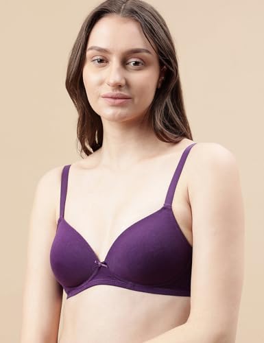 Image of Marks & Spencer Cotton Mix Padded Demi Cup Bra DEEP Purple