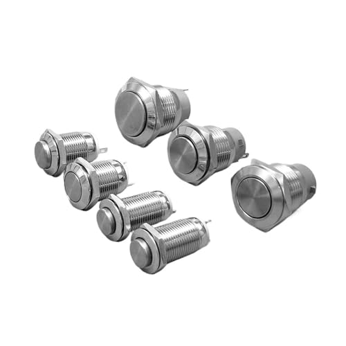 Interruptor de botón metálico de 22mm NO/NC para control de panel con cabeza plana 6