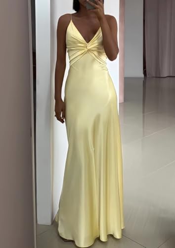 Spaghetti Straps Satin Prom Dresses for Women V-Neck Corset Long Evening Formal Dress2