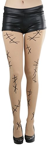 Image of ToBeInStyle Women's Bloody Stitches Scar Zombie Frankenstein Costume Tights Pantyhose Living Dead