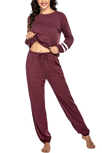 Image of Ekouaer Sweatsuits Womens Loungewear Set Tracksuit Long Sleeve Pajamas Set with Pockets 2 Piece Outfits Lounge Sets