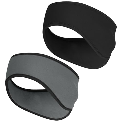 AOOSA 2 Pezzi Fascia per Capelli Invernale, Morbido Confortevole Paraorecchie Sportiva, Elastica Fascia Paraorecchie per Donna e Uomo, Termica Headband per Corsa Ciclismo Yoga Escursionismo