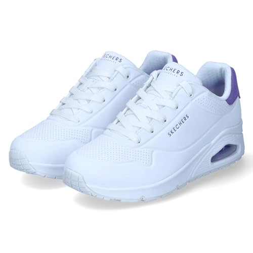 Image of Skechers Women's Uno-pop Back, White /Purple, 7.5
