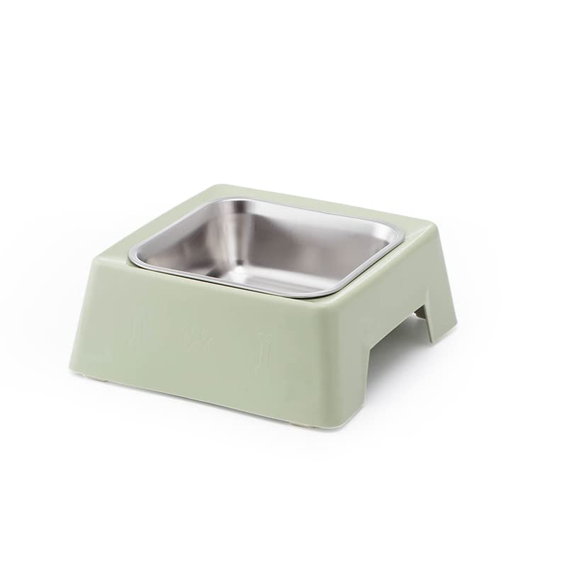 Pets Empire Square Stainless-Steel Pet Bowl Food Water Feeder Puppy Drinking Dish Cat Dog Feeding Food Bowls Pets Food Container Dog Accessories (Green)-350 ml