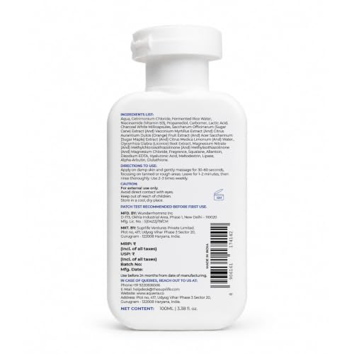Image of Aqueria 10% Instant De-Tan Enzyme Peel Shot for gentle Exfoliation with Niacinamide, Rice Water & Lactic Acid | Instant Tan Removal & Dead Skin Removal Exfoliating Gel | Brightens Skin, Removes Build-Up & Reveals Instant Glow | For Dark Neck, Knees, Elbows & Sun Tan | Suitable for All Skin Types | 100ml