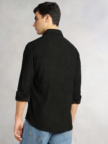 Image of Thomas Scott Men's | Corduroy | Full Sleeve | Slim Fit | Polyester-Blend | Single Pocket | Spread Collar | Casual Shirt