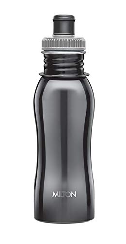 Image of MILTON Easy Grip 500 Stainless Steel Water Bottle, 500 ml, Black | Leak Proof | Office Bottle | Sports Bottle | Home | Kitchen | Hiking | Treking Bottle | Travel Bottle
