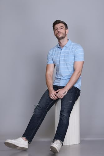 Image of Half Sleeve Polo T-Shirt for Men with Pocket || Stripe Collar and Pocket T-Shirt for Men Half Sleeves